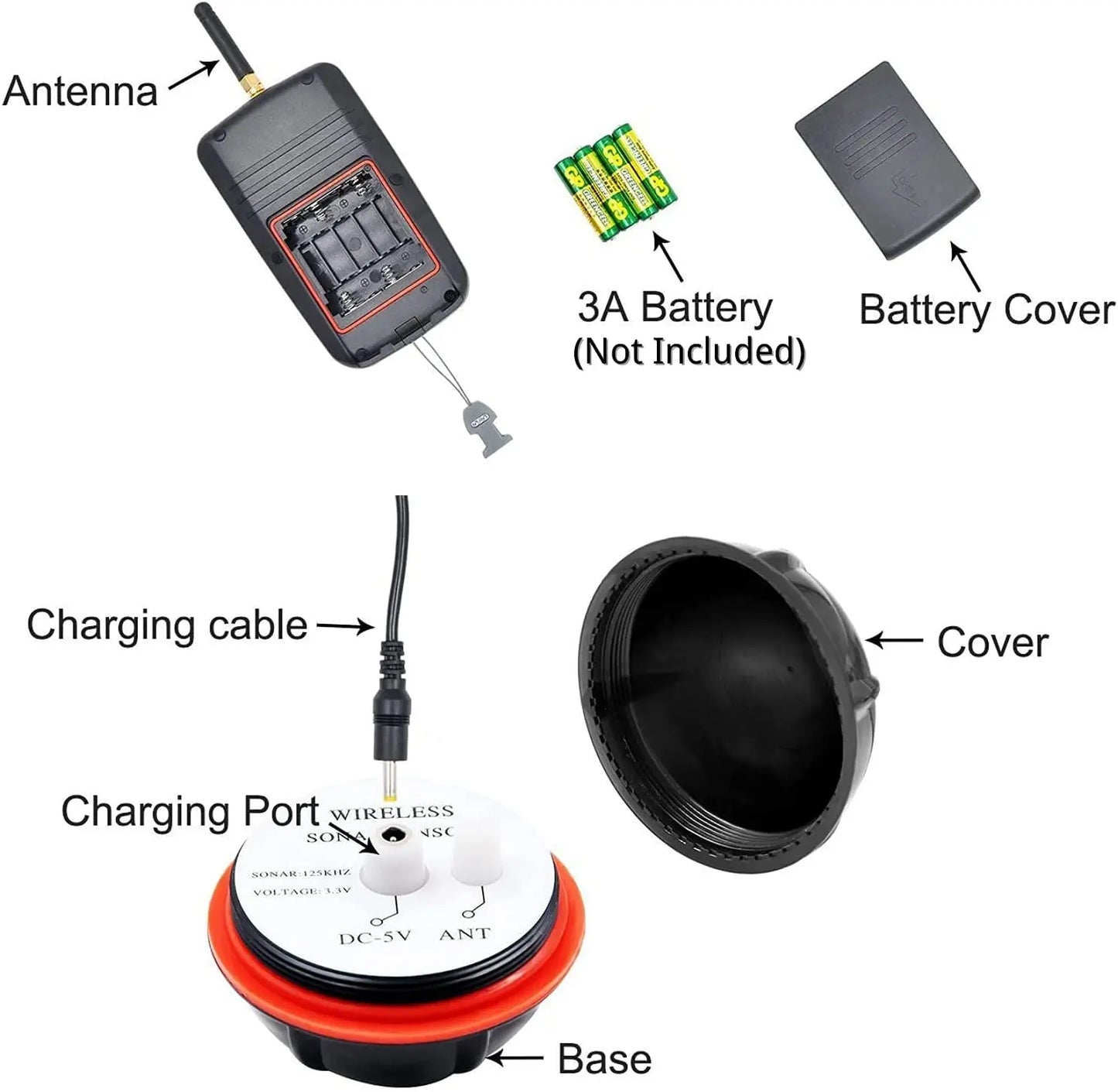 Wireless Sonar Fishing Alert and Underwater Echo Sounder Portable Fish Finder
